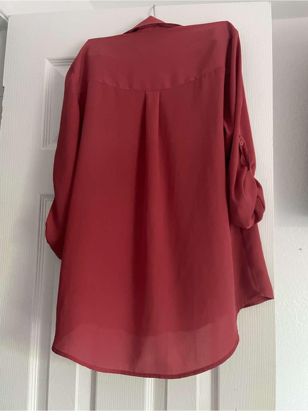 Express Coral Button-Down Blouse small 3/4 sleeve - Picture 2 of 3